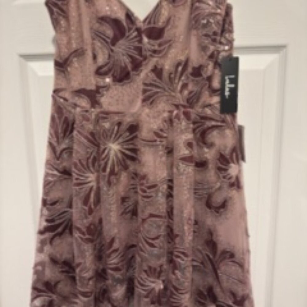 Infatuated By You Dusty Mauve Floral Velvet Sequin Skater Dress